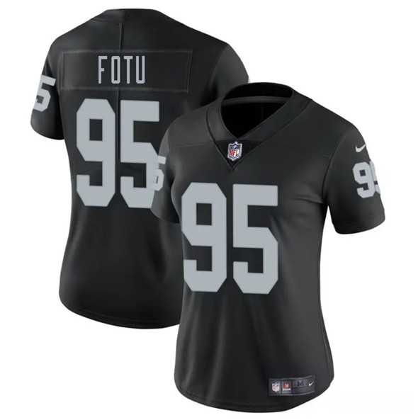Women%27s Las Vegas Raiders #95 Leki Fotu Black 2025 Vapor Stitched Jersey Dzhi->las vegas raiders->NFL Jersey